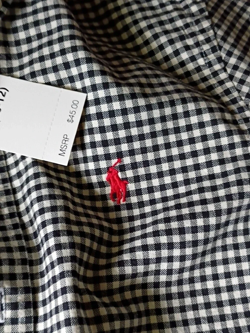 Classic Ralph Lauren Black & White Check Button-Down Shirt for Kids